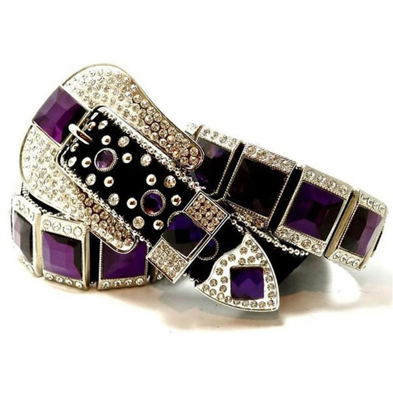 Western black Cowgirl purple crystal studded western rhinestone concho