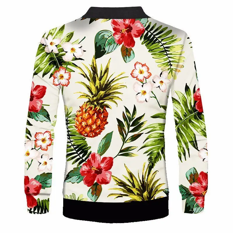 Plus Size S-6XL Unisex Oversize Zipper Baseball Jacket 3D Tropical Pineapple Print Bomber Uniform Jackets Coat Custom Clothing (2)