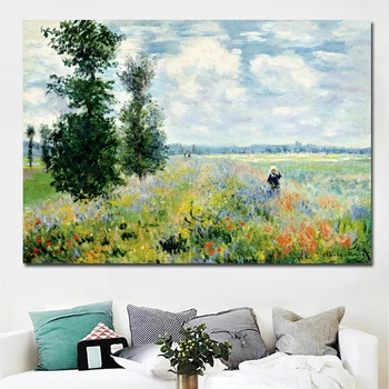 

Wall Impressionism Monet Wild Poppy Field Sunrise Landscape Canvas Painting Art Print Poster Picture Painting Wall Decor