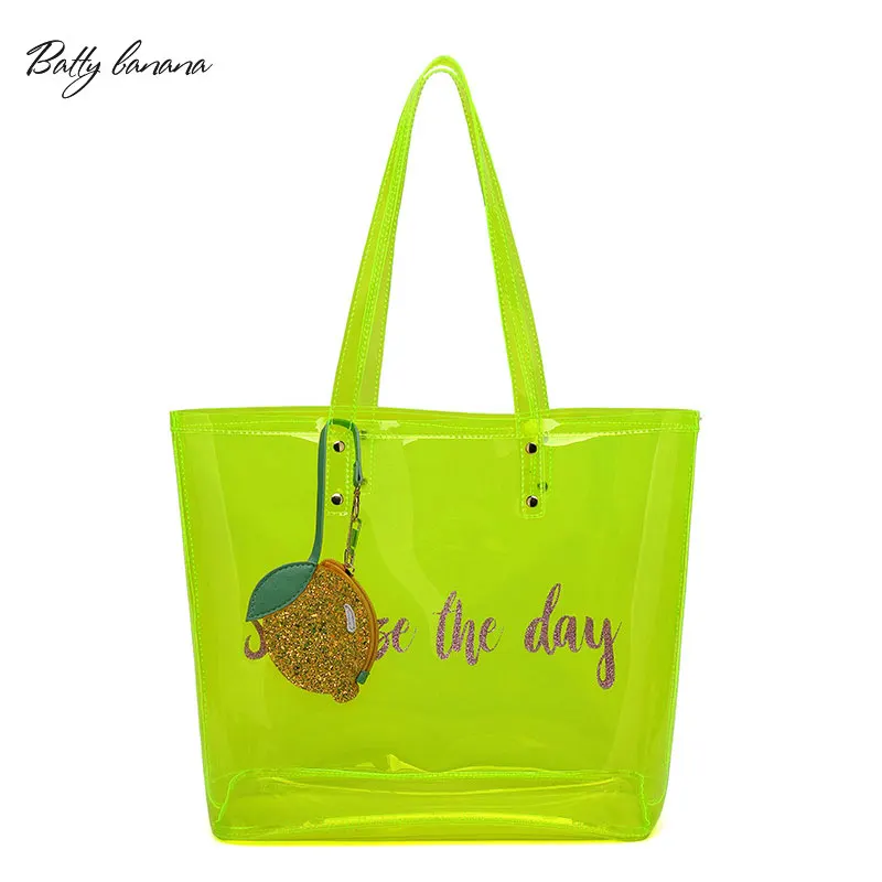 

BATTY BANANA Fashion Beach Bags Womens Handbag Large Capacity Transparent Shoulder Bags Ladies Clear Bag for Women