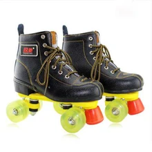 Роликовые коньки классические черные двухрядные катания обувь с роликами 4 Спортивная обувь для улицы для верховой езды асфальт дорожный каток