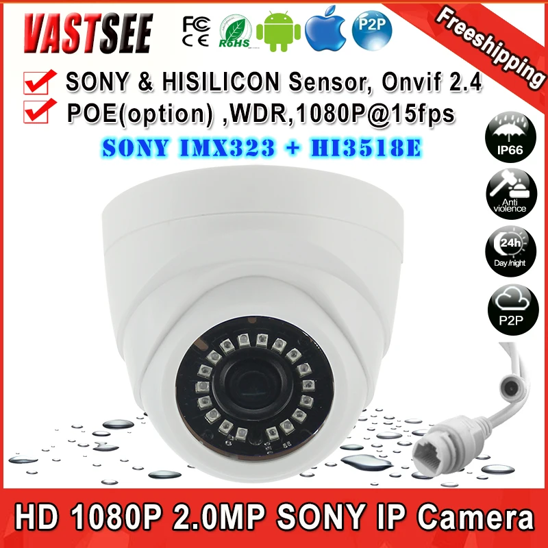  IP Camera 1080P 2.0MP SONY imx323 15FPS indoor Plastic IR Dome onvif2.4 Night Vision video surveillance cameras de seguranca 