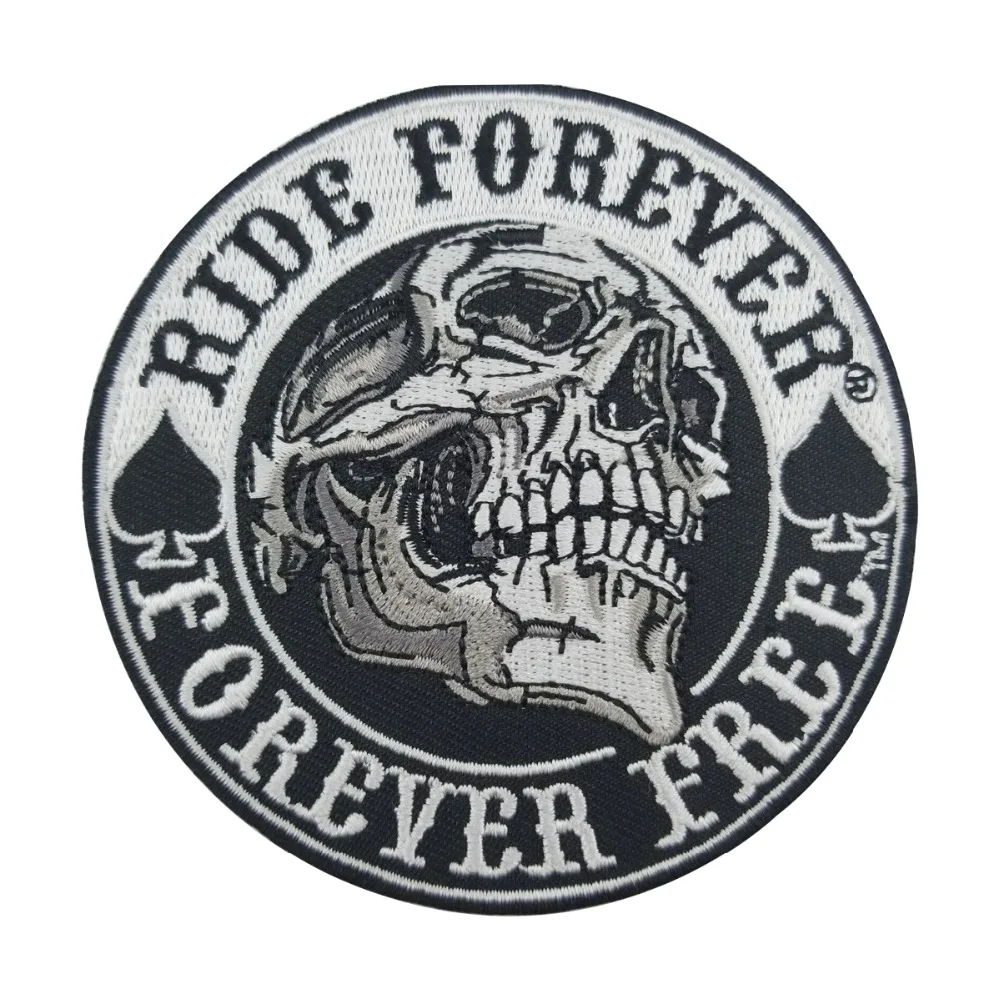 Spade Skull Ride free Outlaw Anarchy biker Patch custom biker military patches text cool garment labels clothing decoration (1)