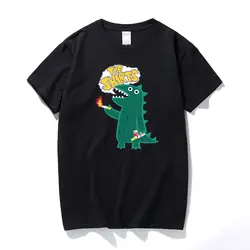 Новый модный бренд граффити Забавный дым Динозавр Дракон человек футболка с коротким рукавом личность футболка топы, футболки одноцветное