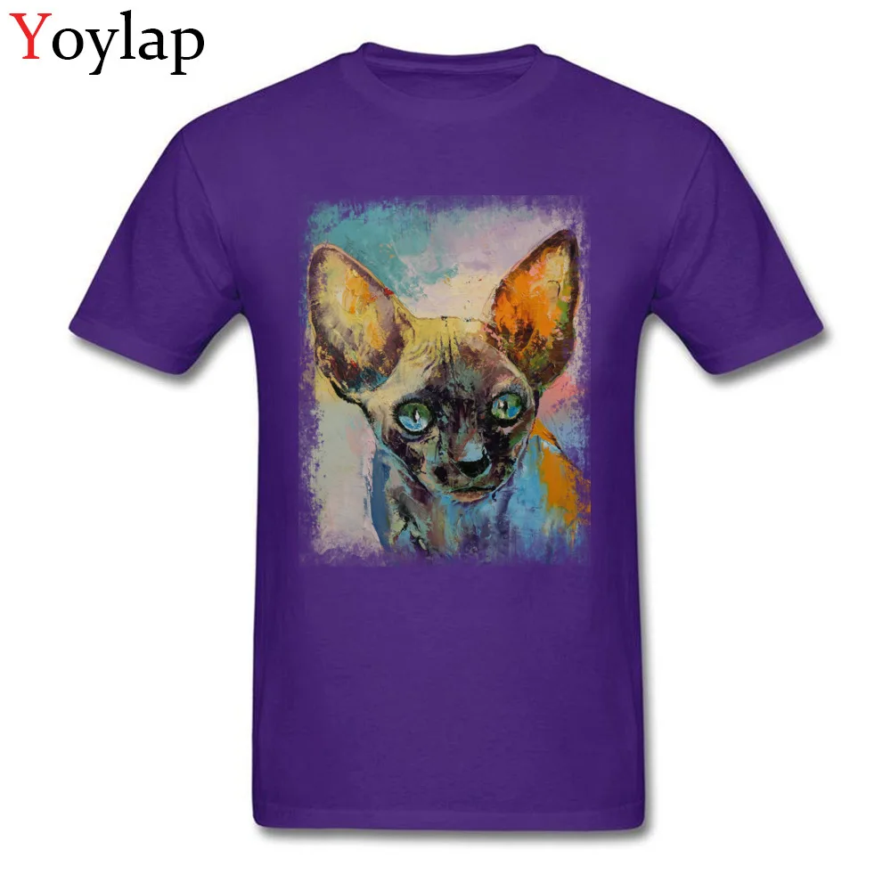 Men's Tops Shirts Slim Fit Normal T Shirt Cotton Fabric Round Neck Short Sleeve Casual SPHYNX Clothing Shirt Top Quality purple