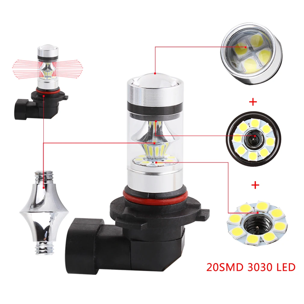 S& D 2 шт. 9005 HB3 светодиодный лампы 1100Lm новая технология дуговой луча 3030 чип H7 светодиодный светильник для дневного бега светильник светодиодный противотуманный светильник s Белый