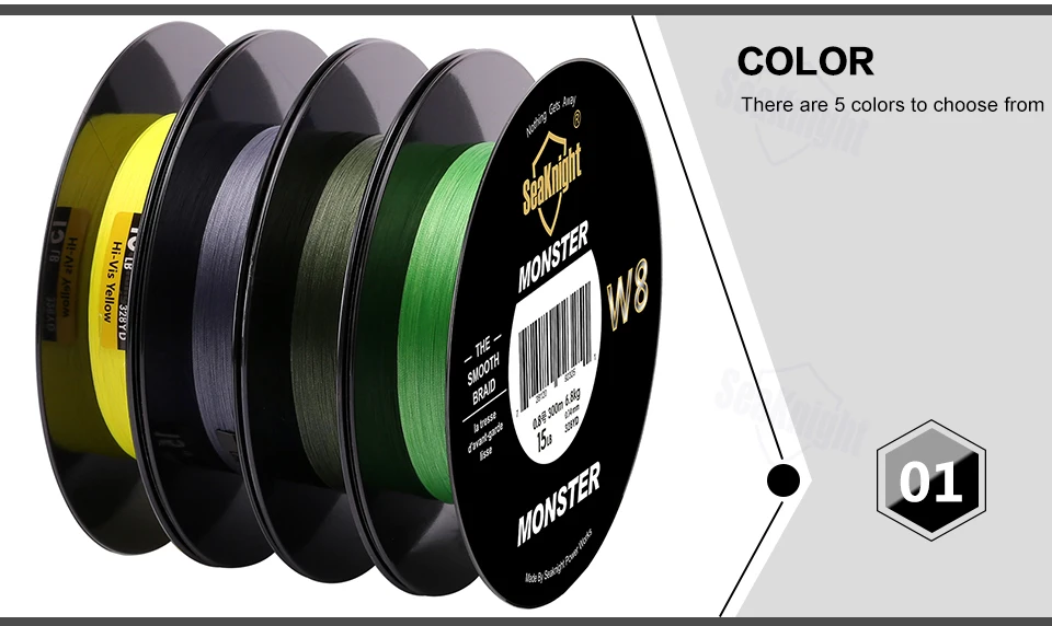 Linha de Pesca Nova Seaknight Nível 8 Tece Line15lb 0.14mm Vertentes Super Forte Verde Trançado Offshore w8 300m 23 Linhas de pesca