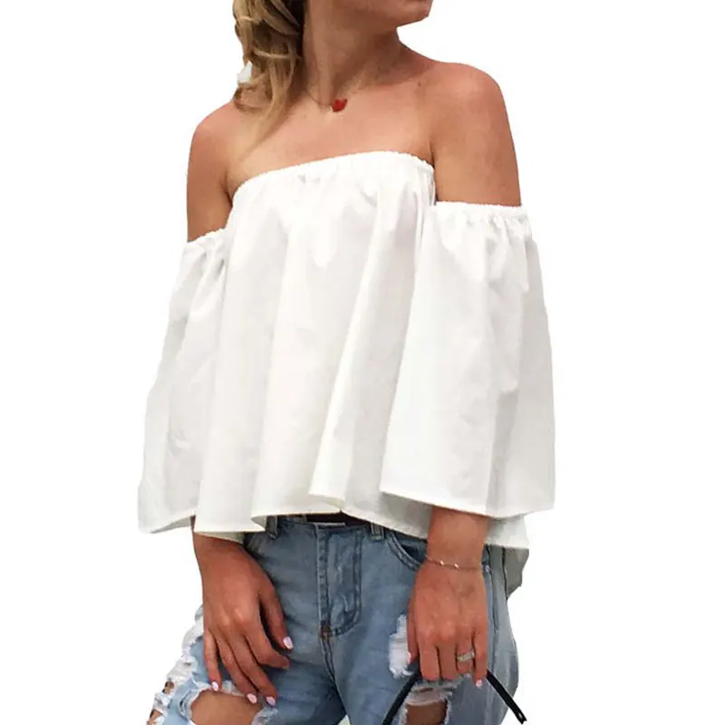 

2019 Summer Chiffon Blouse Women Casual Off Shoulder Blouse Shirt Ladies Sexy Loose Blouse Female Crop Blouse Shirt for Women