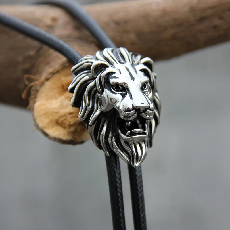 

Original designer bolotie Stainless steel Lion head shape pendant bolo tie for men personality neck tie accessory free shipping