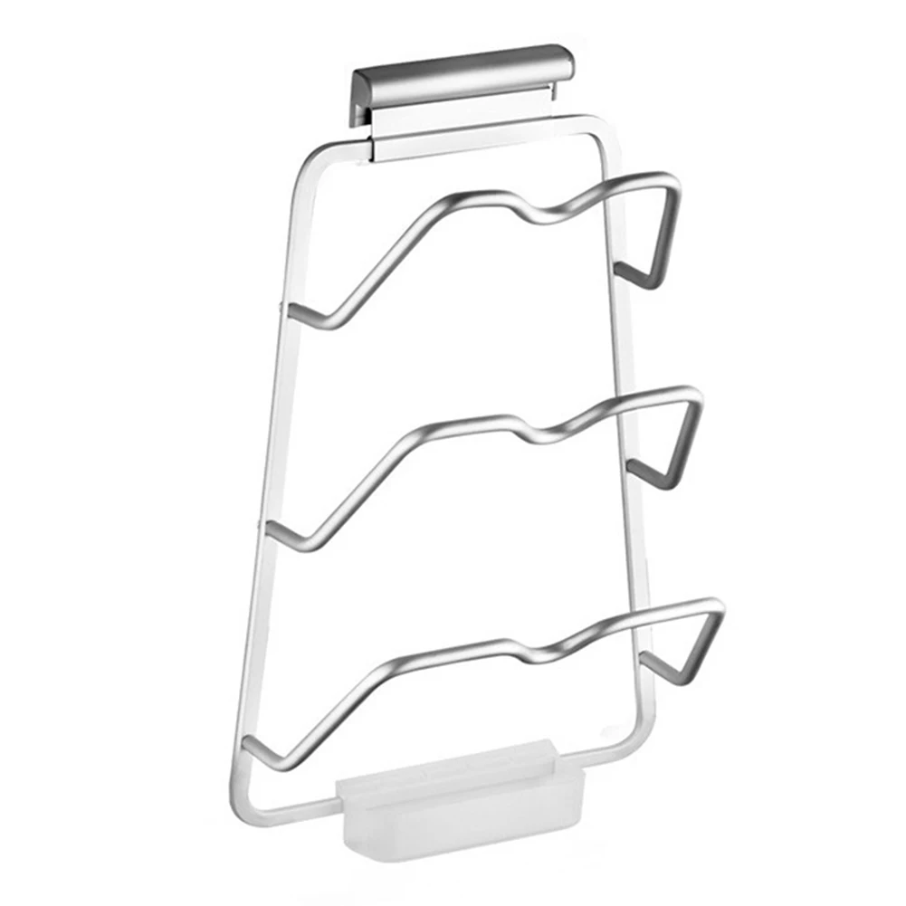 

Cover Storage Hanger Space Aluminum Pot Rack Shelf Lid Dish Holder Wall Hanging Kitchen Organizer Portable