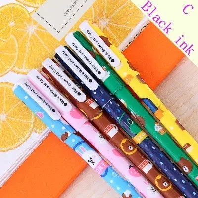 10pcs 6pcs kawaii flower colorful Chancery gel pen papelaria office school supplies stationary canetas coloridas color pen 04083 - Цвет: C black ink