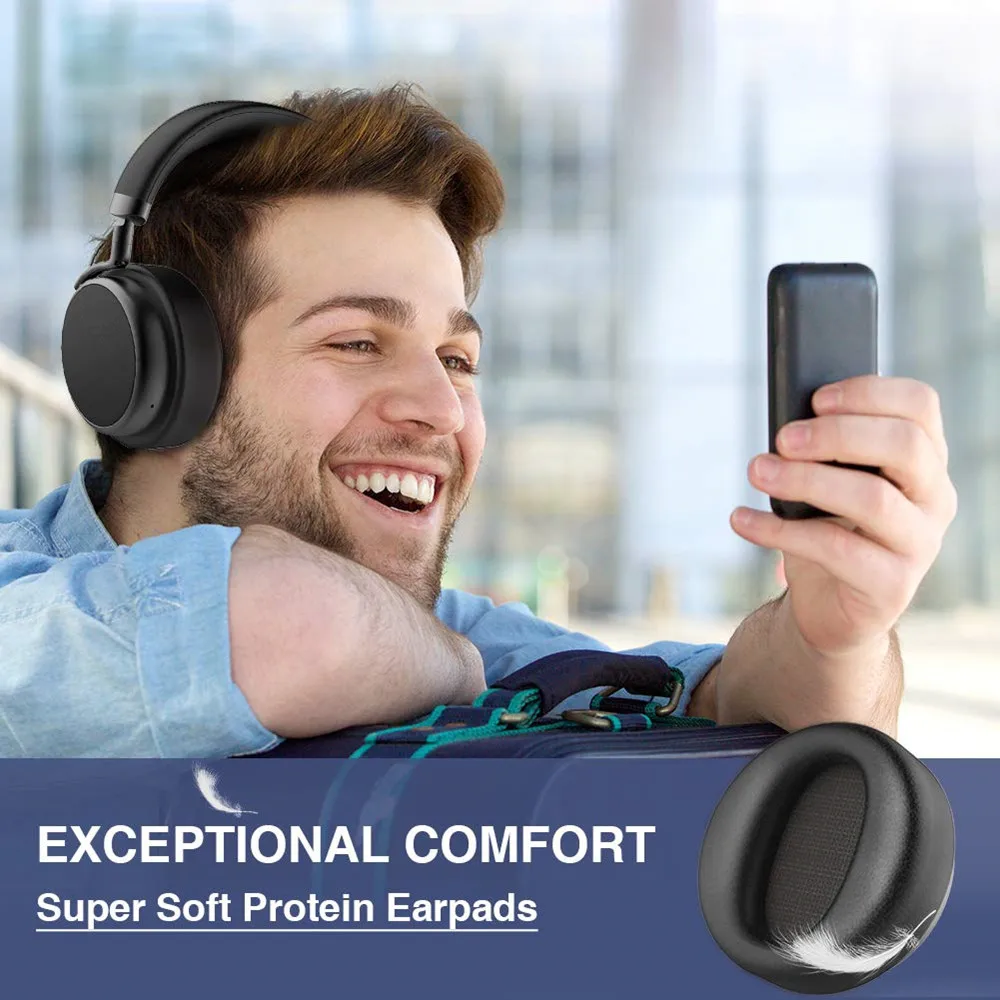 VIKEFON Updated Bluetooth 5.0 Earphones Active Noise Cancelling Headphones Aptx Low Latency Deep Bass Foldable Wireless Headset