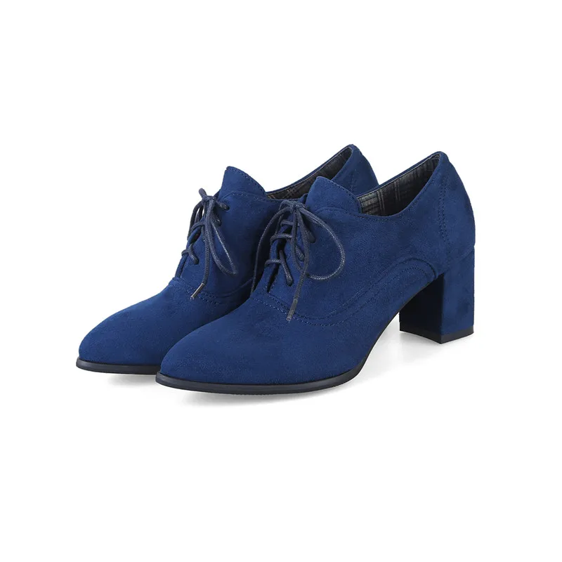 Горячая Распродажа, женская обувь Туфли-лодочки на платформе и высоком каблуке Женская повседневная обувь на шнуровке женская модельная обувь высокого качества, большие размеры 31-48 - Цвет: Blue