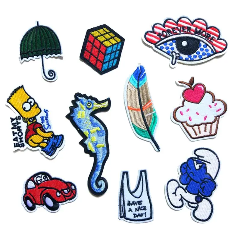 10Pcs/Set Embroidery Patches Cartoon Feathers Eyes Pattern Iron On ...
