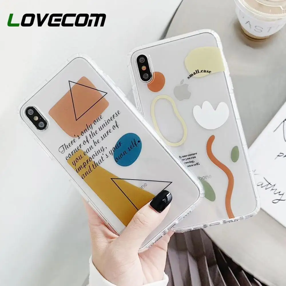 

LOVECOM Ultra-thin Transparent Geometric Phone Case For iPhone X XS Max XR 6S 7 8 Plus Soft TPU Anti-shock Phone Protector Cover