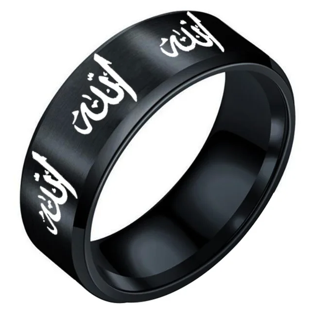 Stainless Steel Muslim Islam Finger Ring Allah Arabic Shahada For Women Men Biker Middle Eastern Jewelry Dropshipping