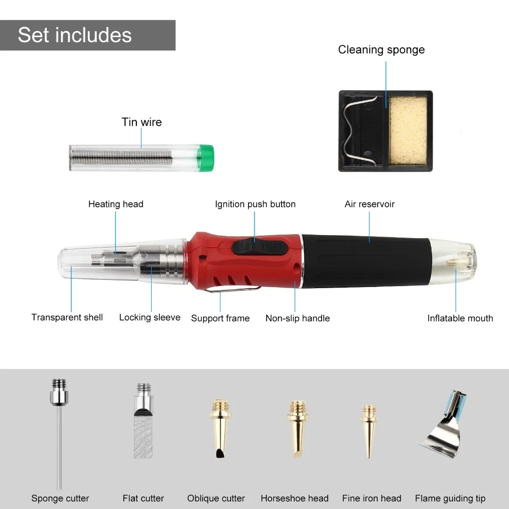 10 в 1 самозажигание беспроводной Газовый паяльник горячий воздушный пистолет сварочный фонарь комплект для пайки