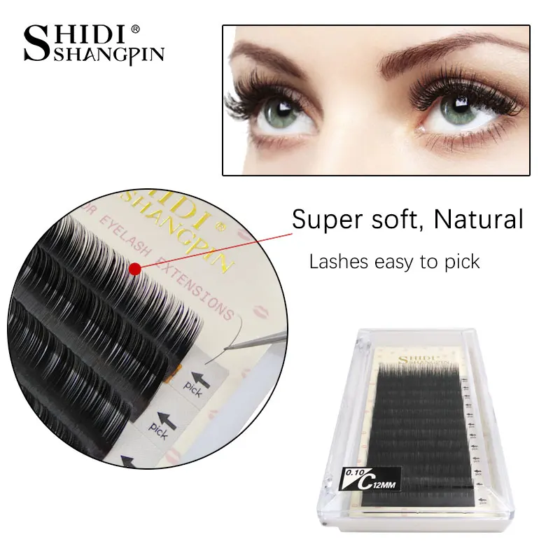 

12Rows/Tray Volume Lashes Extension Mink False Eyelashes Individual Eyelash Makeup Cilia Curl C Professional Natural Lashes