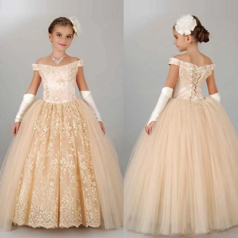 Flower Girl Pageant Lace Bridesmaid Formal Prom Kids Wedding Party Gown Dress