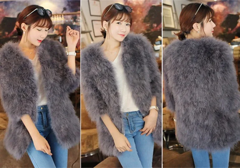 Горячая Распродажа, новое зимнее пальто, шуба из страусиной шерсти, женское тонкое пальто большого размера