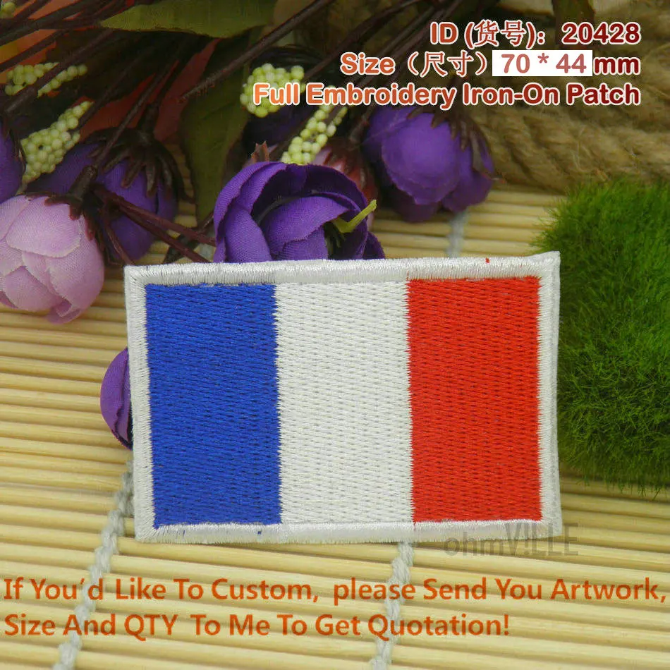 

20428 France Flag Full Embroidery Iron On Patches "accept Customized" Guaranteed 100% Quality Embroidered Patch
