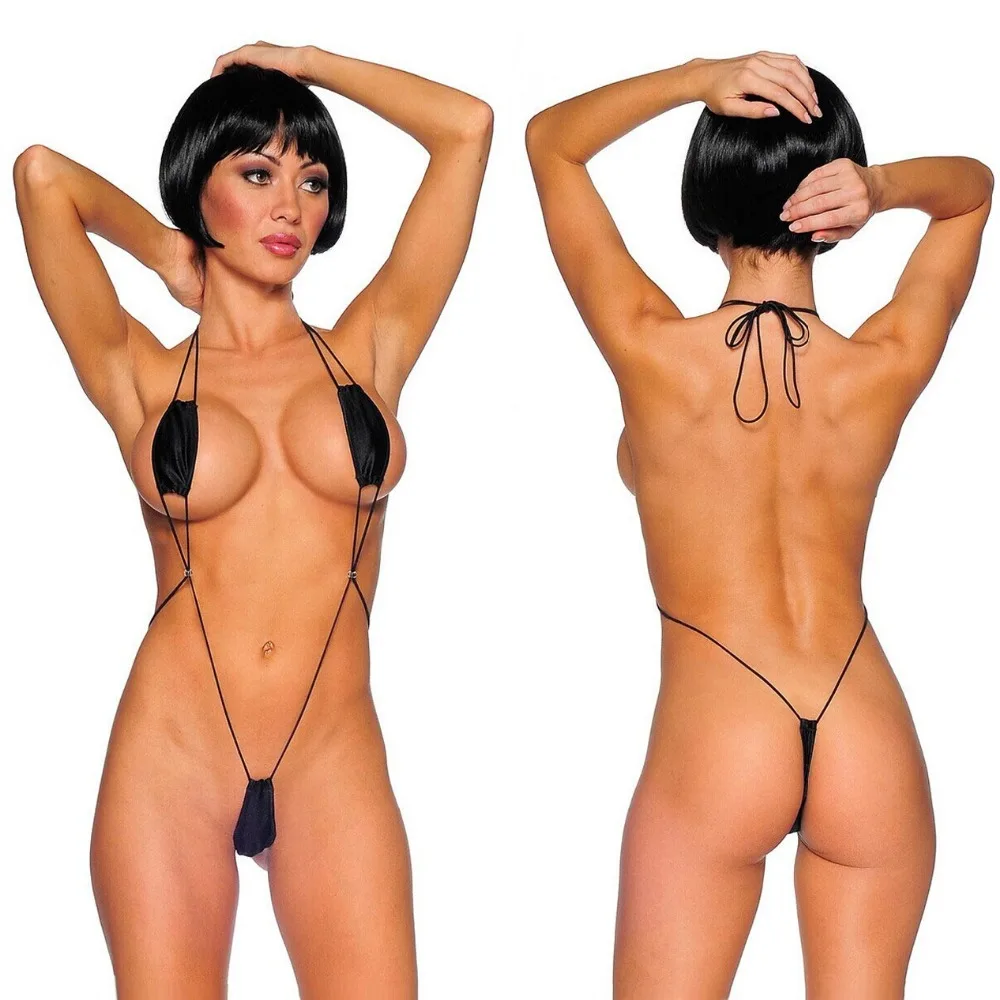 

Very Small Super Sexy Mini Swimsuit Sheer Monokini Micro G String Swimsuits in Semi Sheer Black Bathing Suit Monokini Swimsuit