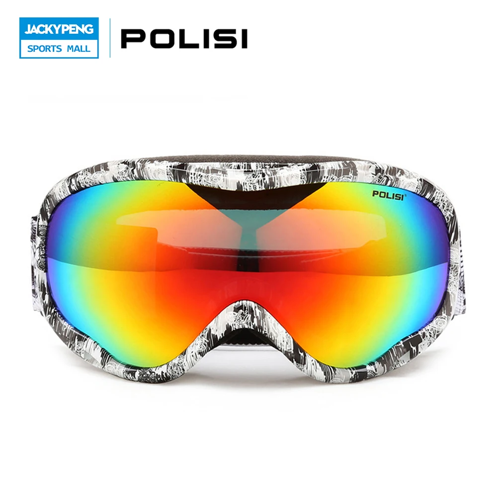 POLISI Winter Snowboard Snow Glasses Double Layer Anti Fog Lens