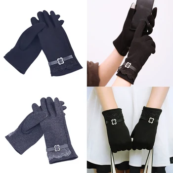 

Women Ladies Lace Gloves Touch Screen Gloves Warm Gloves Cycling Nonslip Full Fingers Gloves for Outdoor Riding Sports