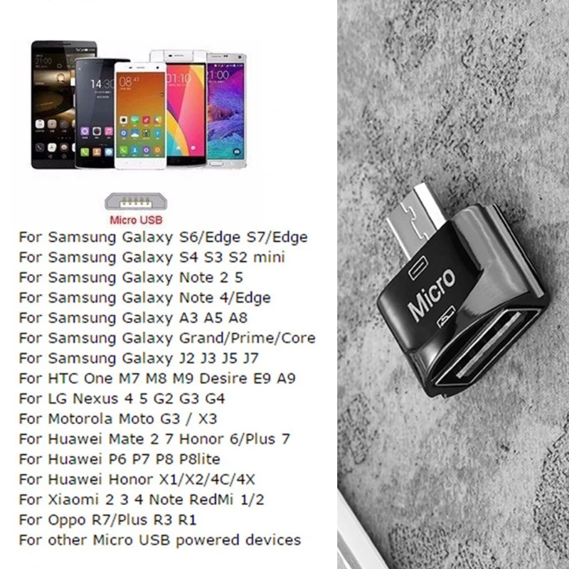 Переходник OTG с Micro USB папа на 2 0 A мама цепочкой для ключей|Компьютерные кабели и
