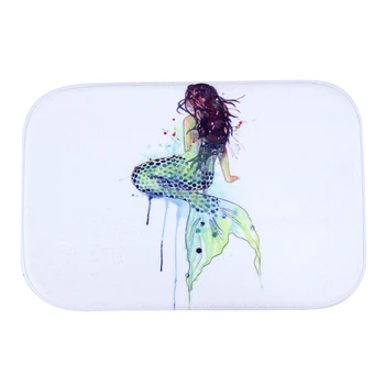 

Mermaid Style Water-absorb Floor Bath Mat Toilet Room Coral velvet Anti-slip 40*60cm white