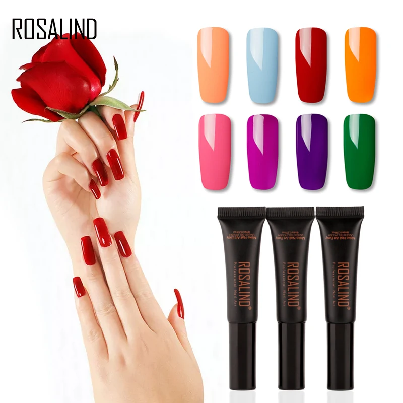 

ROSALIND 8ML Gel Nail Polish Pure Color 31-60 Need Top Base Long Lasting Gel Varnishes For Nail Extension Design Manicure UV Gel