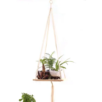 

New arrival handmade macrame plant hanger pot hanger with wooden board