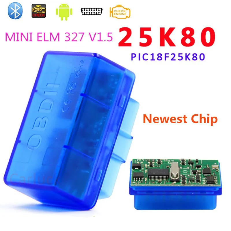 Лучшая фурнитура V1.5 чип PIC18F25K80 ELM327 Bluetooth автомобильный считыватель кодов MINI ELM 327