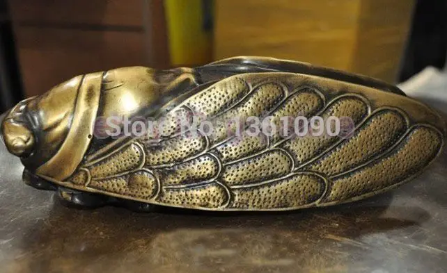 

xd 00988 8inches Chinese Pure Bronze Handcraft Cicada Paperweight statue