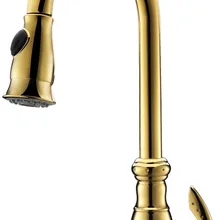 Золотого цвета вытяжной кухонный распылитель для смесителя смеситель кран с одним отверстием на бортике поворотный носик