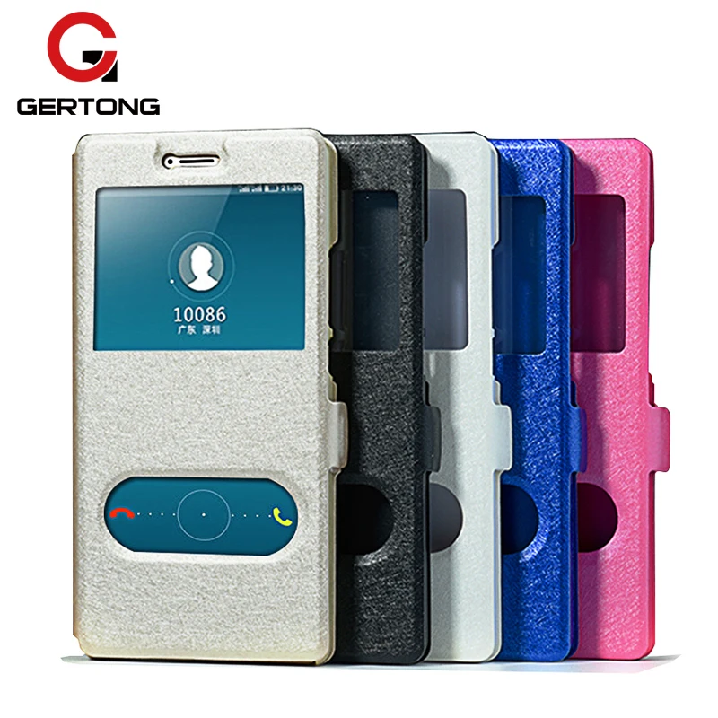 

GerTong Phone Case For Huawei P9 P8 Lite Mate 10 Lite Y5 2017 For Honor 7X V10 4C Y6 II Leather Window View Flip Cover Coque