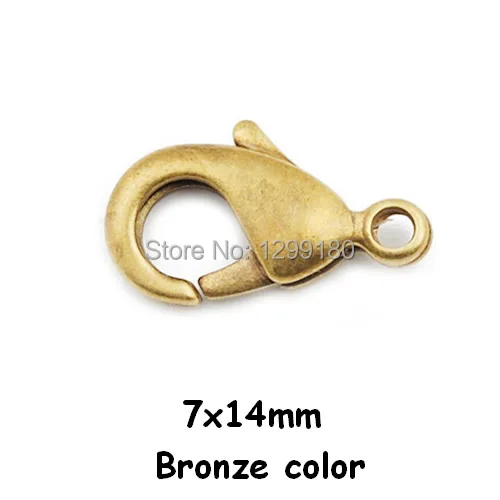 

200pcs/lot Pick color Zinc Alloy Lobster Clasp Necklace Bracelet Hook Findings bails for DIY Jewelry Accessories, 7x14mm K01847