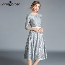 Vestido осень мода выдалбливают тонкий кружевное платье элегантный elbise тонкий Винтаж платье Повседневное Большие размеры платье jurken