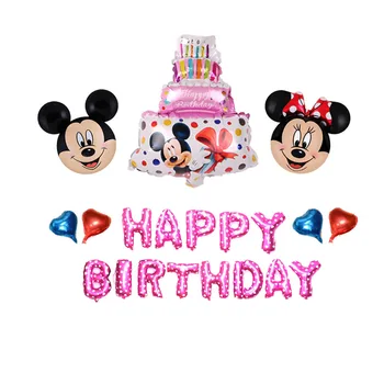 

Pink blue Mickey cake Minnie mouse head Foil Balloons 20pcs/set Happy Birthday Party Decor baby shower girl boy Globos Air toys