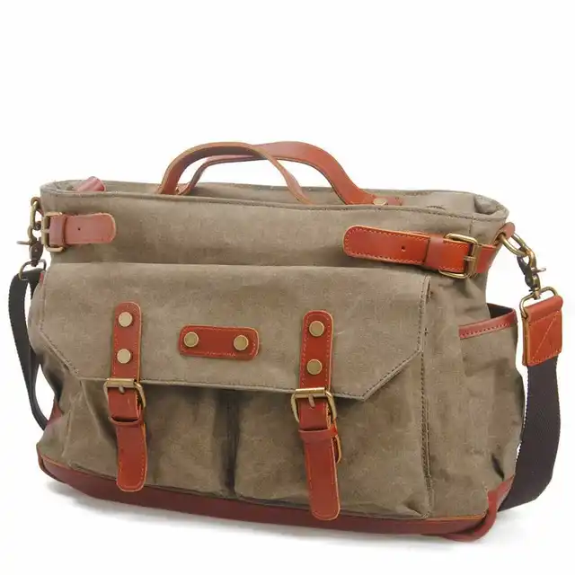 Buy Men's Vintage Canvas Leather School Military