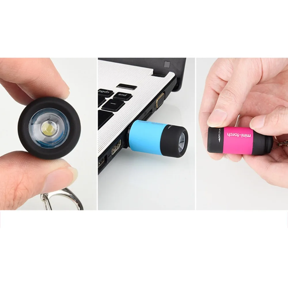 Карманный мини-факел Портативный Mini-USB светодиодный лампы факел Карманный Перезаряжаемые свет фонарика Делюкс тело ABS Водонепроницаемый USB