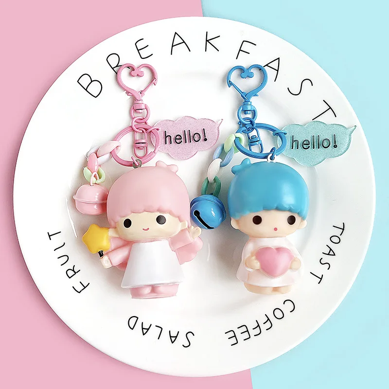 

Cute Cartoon Little Angel Keychain Creative Girly Rabbit With Bell Pendant Fashion Bag&Car Accessory For Girls Women Best Gifts