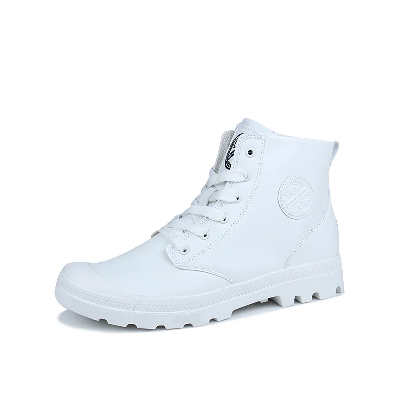 

White Martin Boots Men In The Summer England High Shoes Tide Men's Youth Thick Men's Boots Autumn Boots Round Head