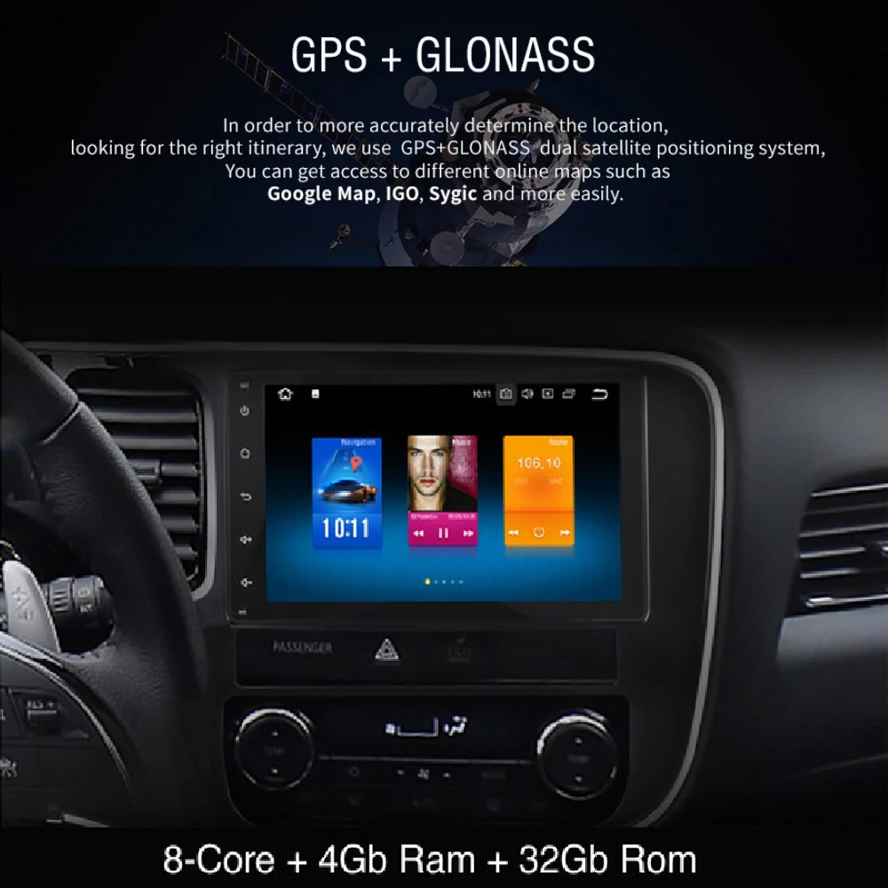 Perfect 8" Android 8.0 Car GPS Radio Player for Mitsubishi Outlander 2014 2015 2016 2017 with Octa Core 4GB+32GB Auto Stereo Multimedia 6