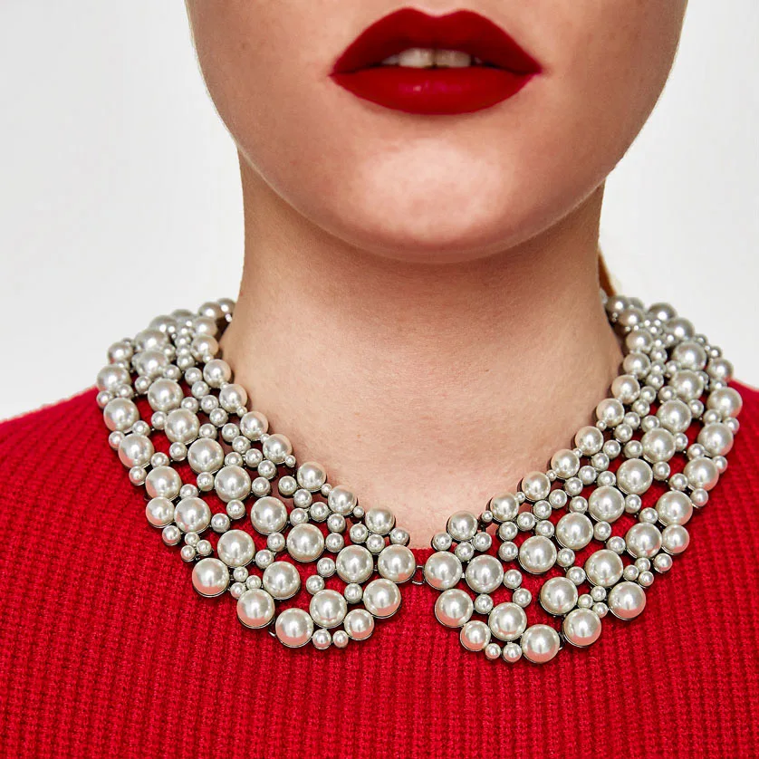 

Statement Women Girls Chocker Chunky Simulated Pearl Necklace Vintage Bib Necklace Pendant Fashion Jewelry