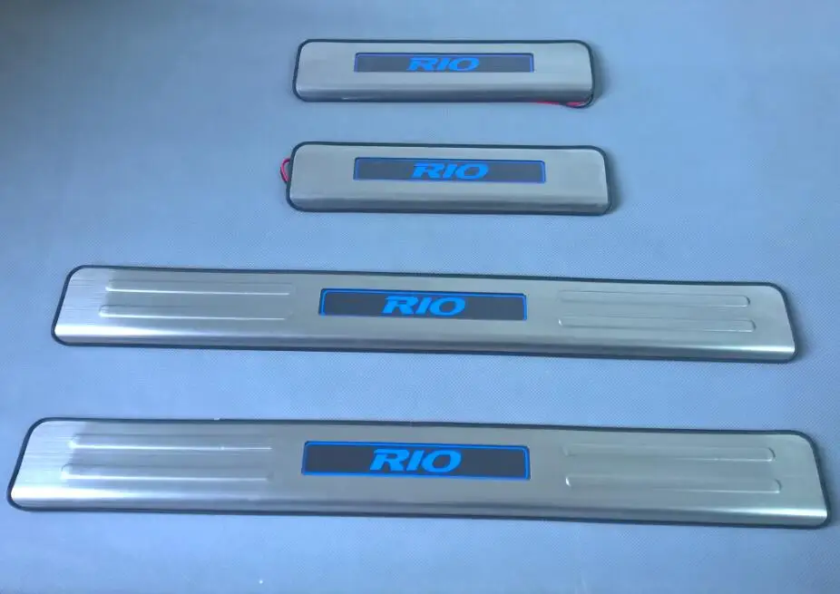 Для kia RIO 2003 2004 2005 2006 2007 2008 2009 2010 2011 2012 2013 Нержавеющая сталь LED Накладка на порог