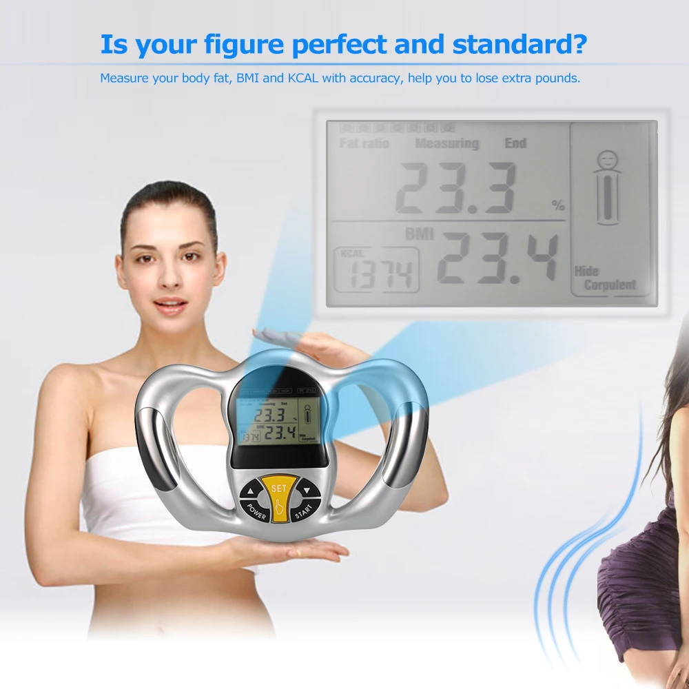 Digital LCD Screen Handheld Body Fat Monitor Health Analyzer BMI Tester Body Fat Meter Measurement Home Use Body Fat Monitors