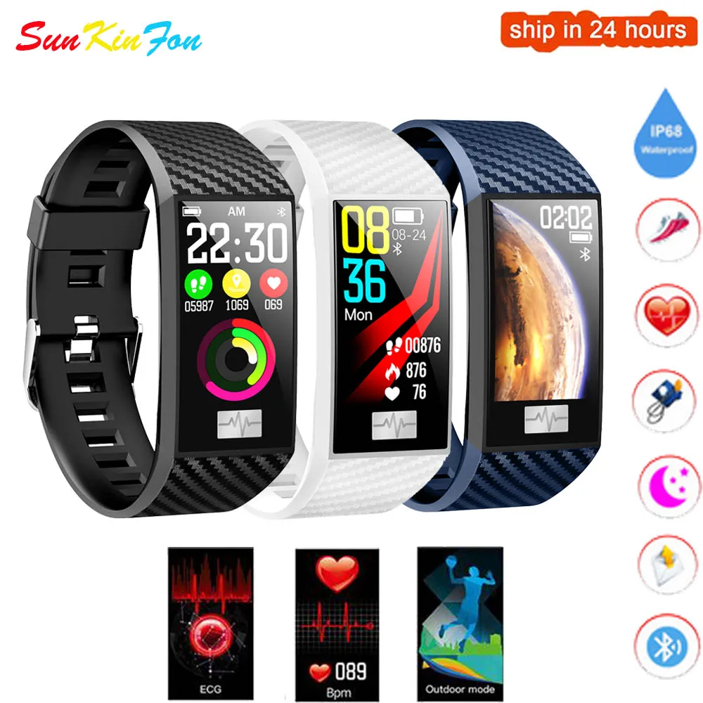 For Samsung Galaxy Note 8 S5 S4 S3 Smart Wristband ECG Heart Rate Blood Pressure Fitness Tracker Watch Sport Smart Bracelet Band