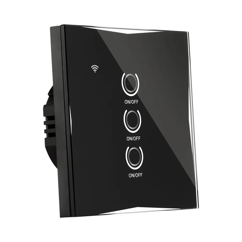 Golden Security APP Control EU Standard WiFi Switch Wall Touch Switch Work with Alexa,3 Gang 3 Way Switch, AC 100-240V