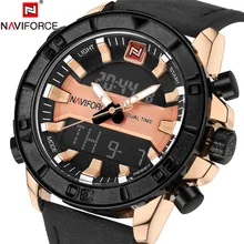 NAVIFORCE Watch Men Digital Sport Mens Watches Top Brand Luxury Military Army Leather Band Analog LED Quartz Male Clock New